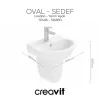 CREAVIT DUVARA DAYALI OVAL LAVABO BEYAZ 36*45CM TP145 DELİKLİ
