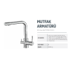 CREAVIT ARITMALI MUTFAK ARMATÜRÜ İÇME SUYU ÇIKIŞLI KROM DW8700