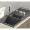 MARMORIN BARIO 1000 STEEL METALLIC 1,5 GÖZLÜ DAMLALIKLI GRANİT EVİYE METALİK GRİ
