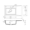 MARMORIN IVO 850 STEEL METALLIC 1 GÖZLÜ DAMLALIKLI GRANİT EVİYE GRİ METALİK