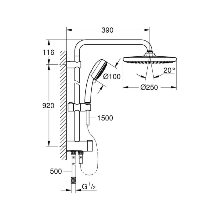 GROHE NEW TEMPESTA 250 DUŞ SİSTEMİ DİVERTÖRLÜ - 26675000