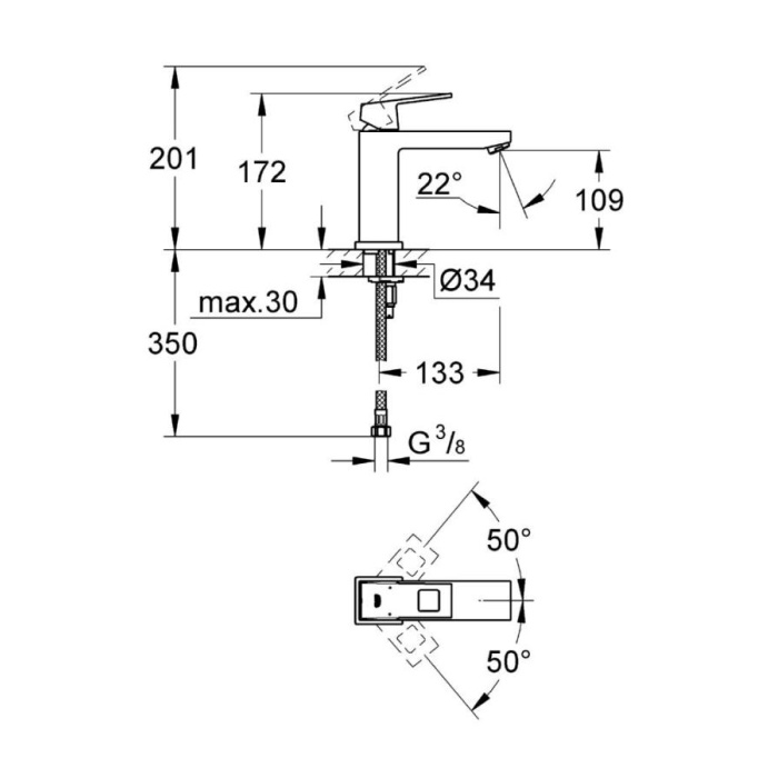 GROHE EUROCUBE LAVABO BATARYASI 23446000