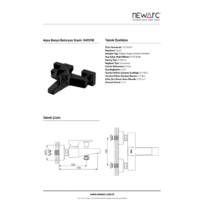 NEWARC AQUA BANYO BATARYASI SİYAH 941511B