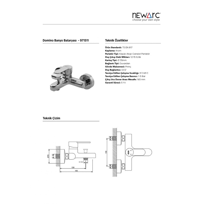 NEWARC DOMINO BANYO BATARYASI 971511