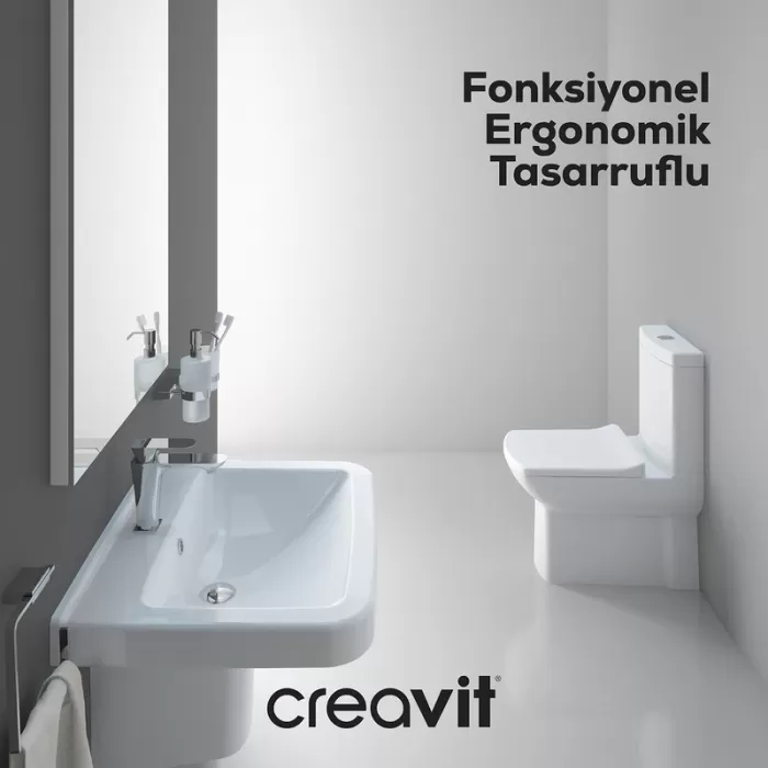 CREAVIT KLOZET DUVARA DAYALI LARA BEYAZ LR360 + İÇ TAKIM + REZERVUAR ( FULL SET )