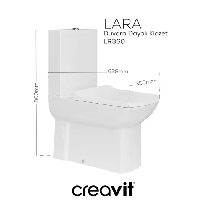 CREAVIT KLOZET DUVARA DAYALI LARA BEYAZ LR360 + İÇ TAKIM + REZERVUAR ( FULL SET )
