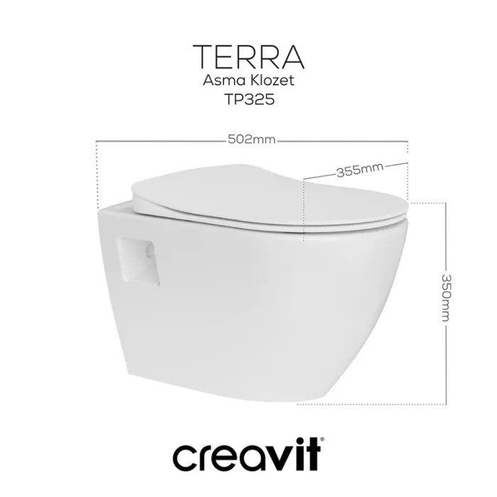 CREAVIT TERRA ASMA KLOZET BEYAZ TP325 ( KAPAK DAHİL DEĞİLDİR! )