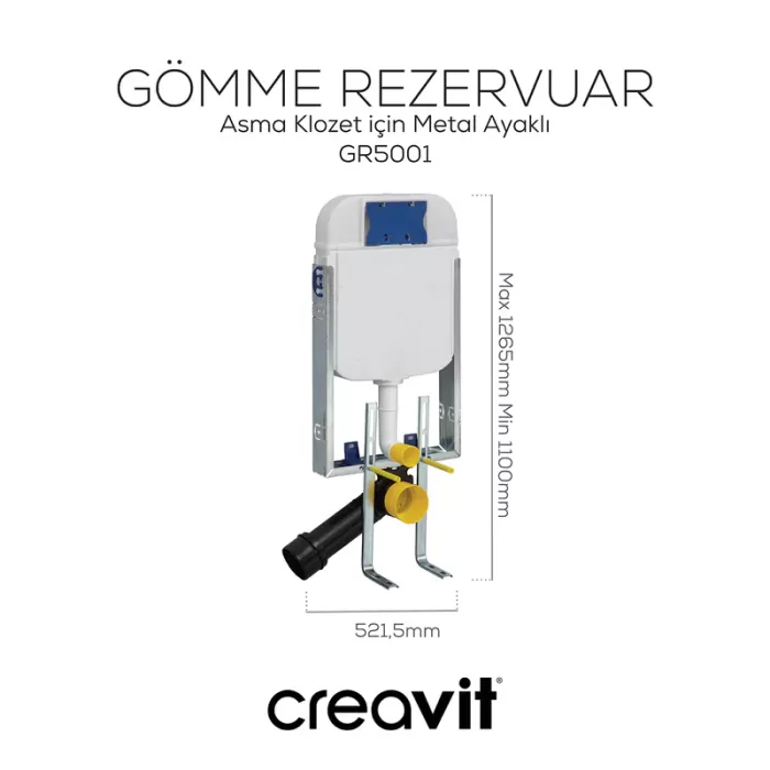 CREAVIT GÖMME REZERVUAR 3/6 ASMA KLOZET UYUMLU METAL AYAKLI GR5001