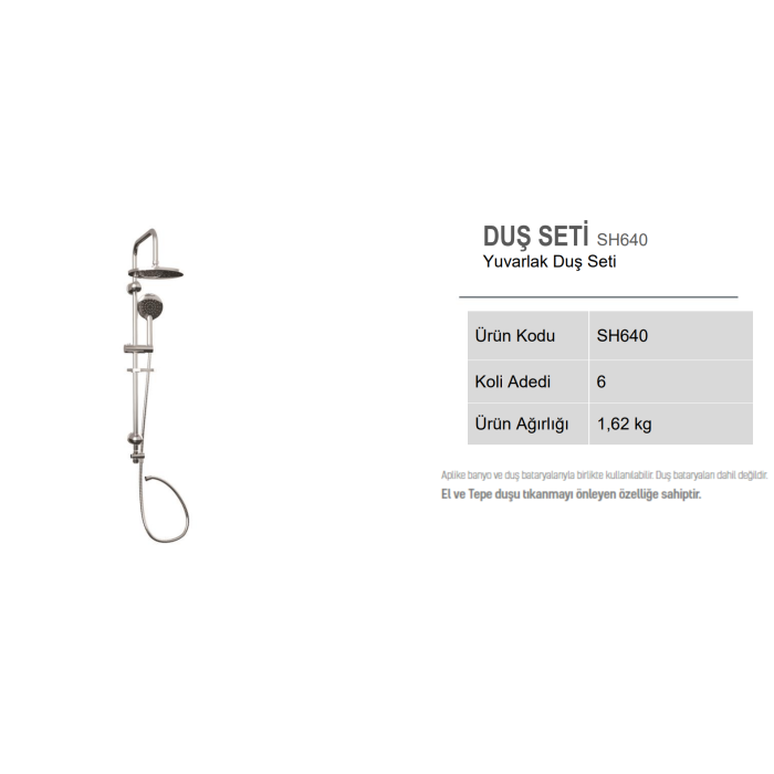 CREAVIT TEPE DUŞ SİSTEMİ KENDİNDEN TEMİZLEYİCİLİ (OVAL) SH640