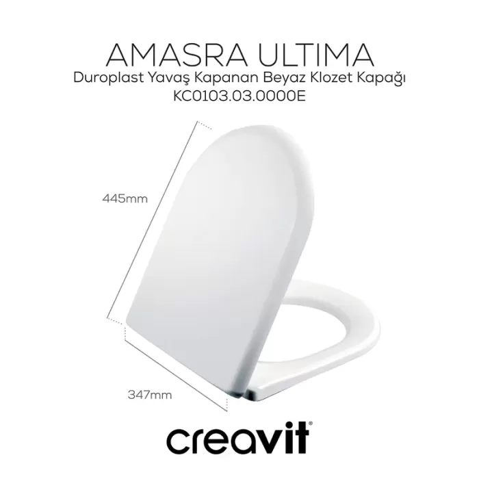 CREAVIT AMASRA ULTIMA DUROPLAST PLASTİK MENTEŞELİ YAVAŞ KAPANAN KLOZET KAPAĞI BEYAZ SCKC3030