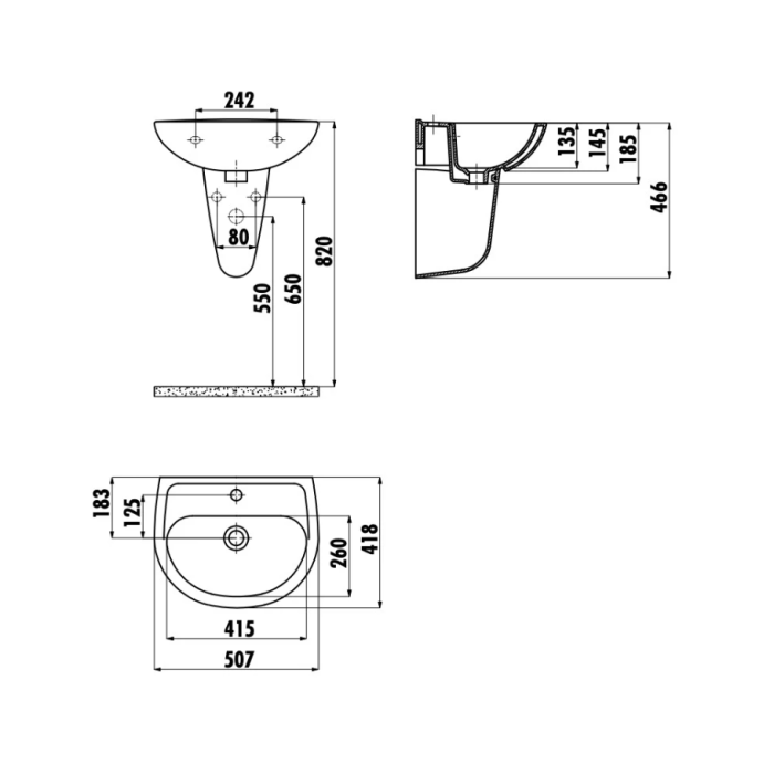 CREAVIT LAVABO OVAL 40*50CM BATARYA DELİKLİ TP150