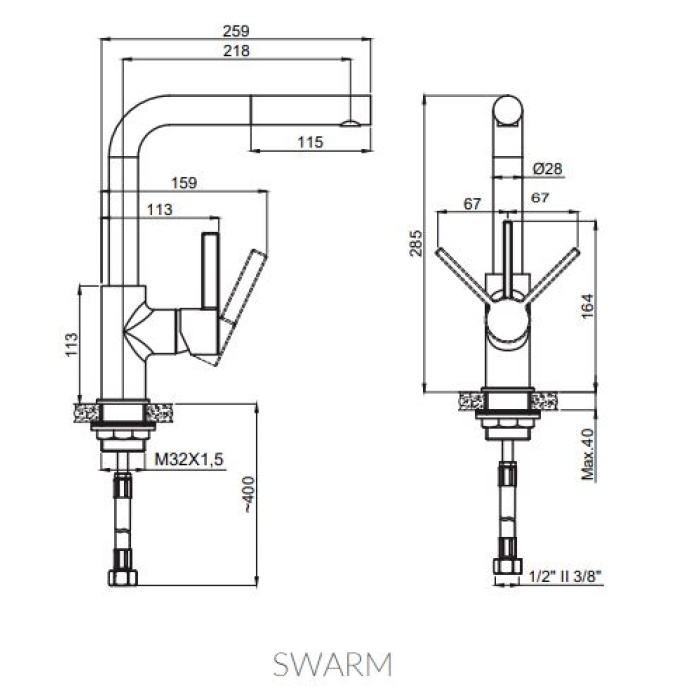 MARMORIN SWARM M3000 BLACK METALLIC SPİRALLİ EVİYE BATARYASI METALİK SİYAH