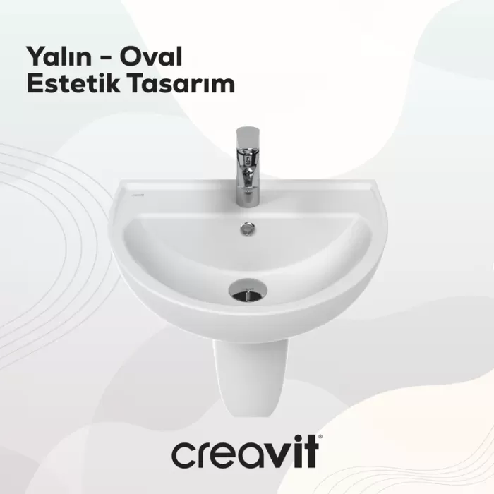 CREAVIT DUVARA DAYALI LAVABO OVAL BEYAZ 40*50CM TP155