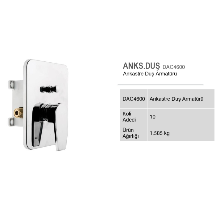 CREAVIT ANKASTRE DUŞ ARMATÜRÜ ÇİFT SU ÇIKIŞLI DAC4600