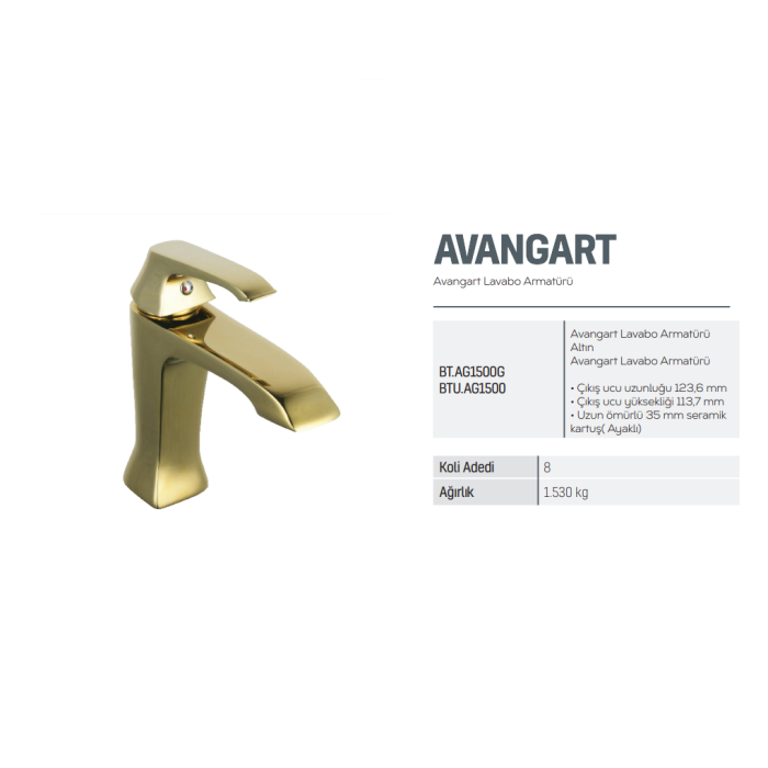 CREAVIT AVANGART LAVABO ARMATÜRÜ ALTIN AG1500G
