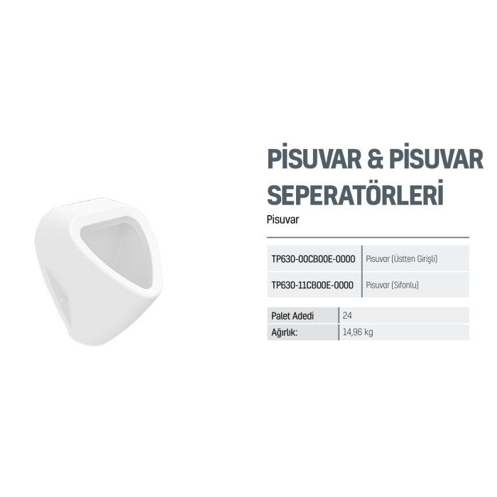 CREAVIT TARGET ARKADAN ÜSTTEN SU GİRİŞLİ PİSUAR TP630