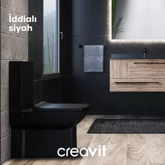 CREAVIT LARA DUROPLAST YAVAŞ KAPANIR MAT SİYAH KLOZET KAPAK KC1603.01.1400E