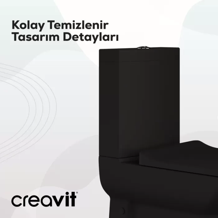 CREAVIT LARA REZERVUAR-MAT SİYAH LR410  ( GÖVDE + REZERVUAR KAPAK )