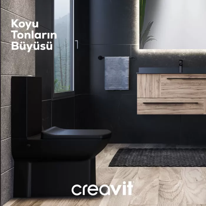 CREAVIT LARA REZERVUAR-MAT SİYAH LR410  ( GÖVDE + REZERVUAR KAPAK )
