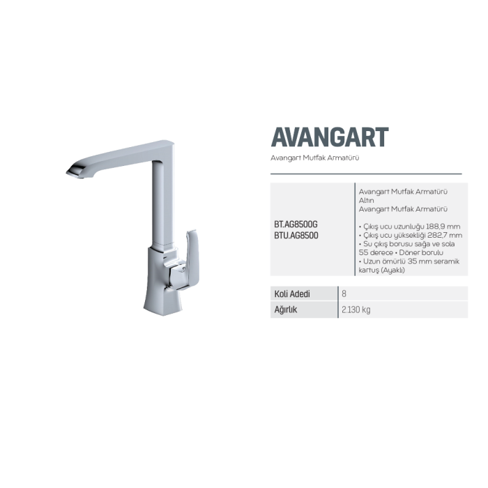 CREAVIT AVANGART TEK GÖVDE EVİYE ARMATÜRÜ AG8500