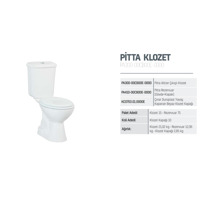 CREAVIT KLOZET ALTTAN ÇIKIŞLI PİTTA PA300