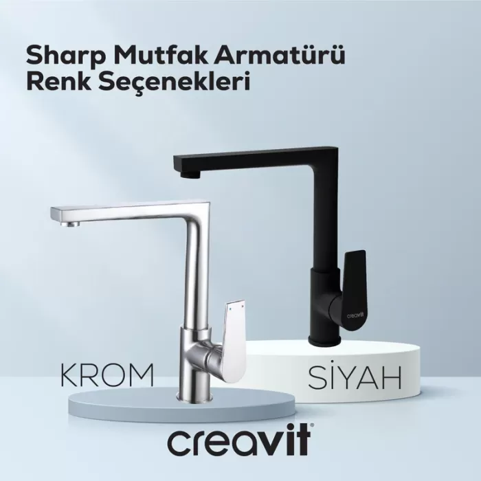 CREAVIT SHARP MUTFAK ARMATÜRÜ SİYAH SR8500S