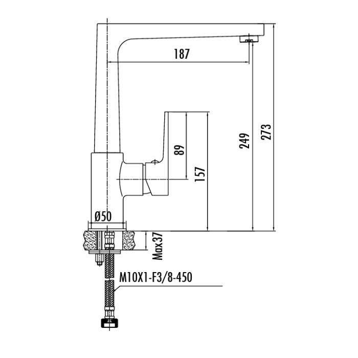 CREAVIT SHARP MUTFAK ARMATÜRÜ SİYAH SR8500S