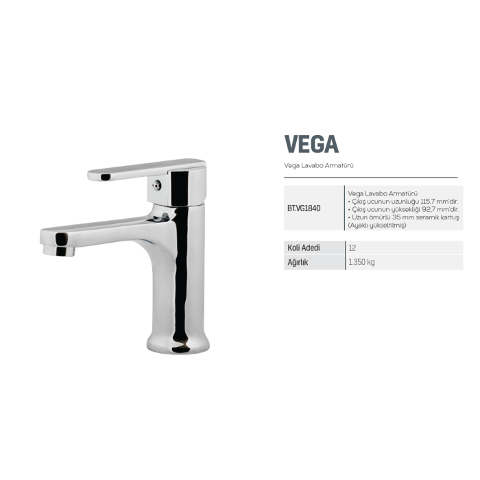 CREAVIT VEGA LAVABO BATARYASI KISA VG1840