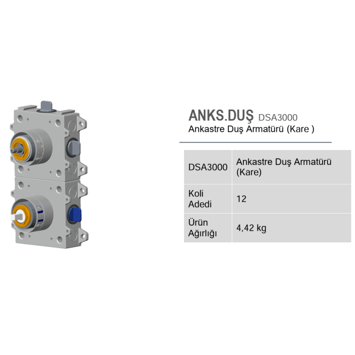 CREAVIT ANKASTRE DUŞ ARMATÜRÜ SIVA ALTI 3 SU ÇIKIŞ  DSA3000