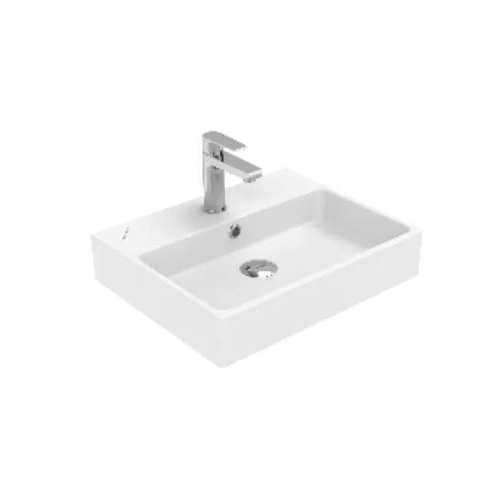 CREAVIT NEXT TEZGAH ÜZERİ KARE LAVABO BEYAZ 40X50 CM NX242