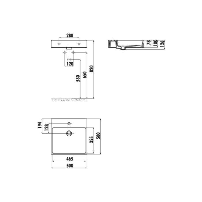 CREAVIT NEXT 50x50 TEZGAH ÜSTÜ KARE LAVABO BEYAZ NX255