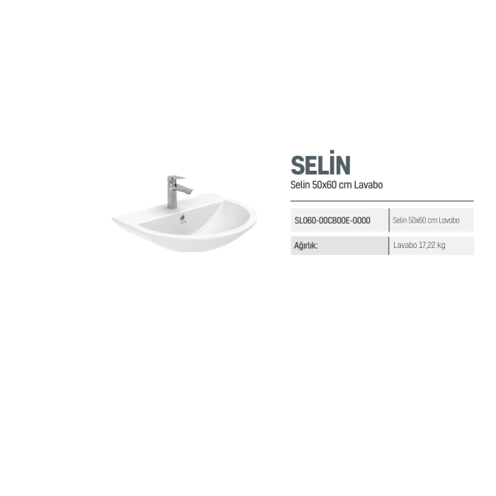 CREAVIT SELİN LAVABO BEYAZ 50X60CM SL060