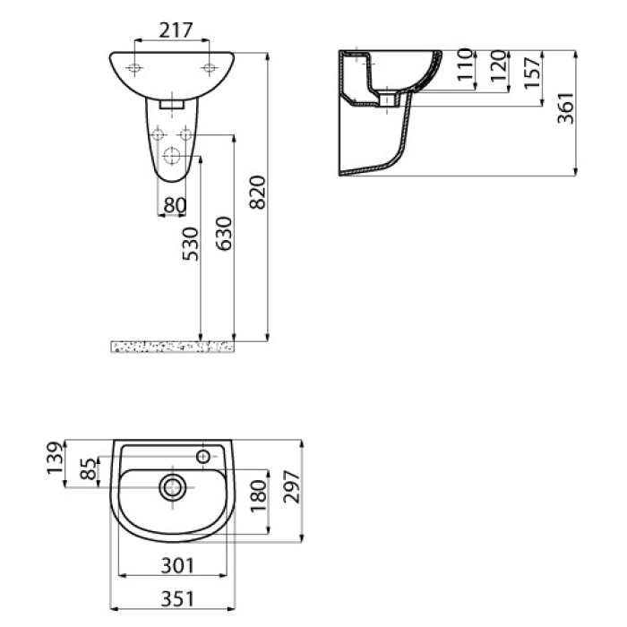 CREAVIT OVAL LAVABO DELİKLİ BEYAZ 29X35CM TP135