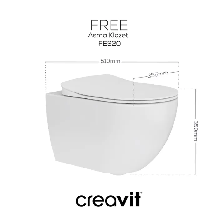 CREAVIT FREE ASMA KLOZET TAHARET DELİKLİ BEYAZ FE320