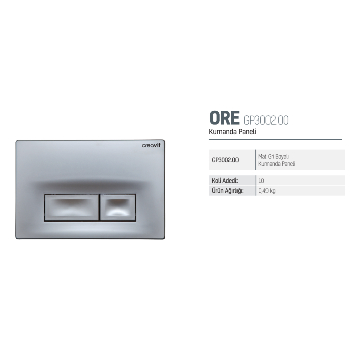 CREAVIT ORE KUMANDA PANELİ MAT GRİ GP3002