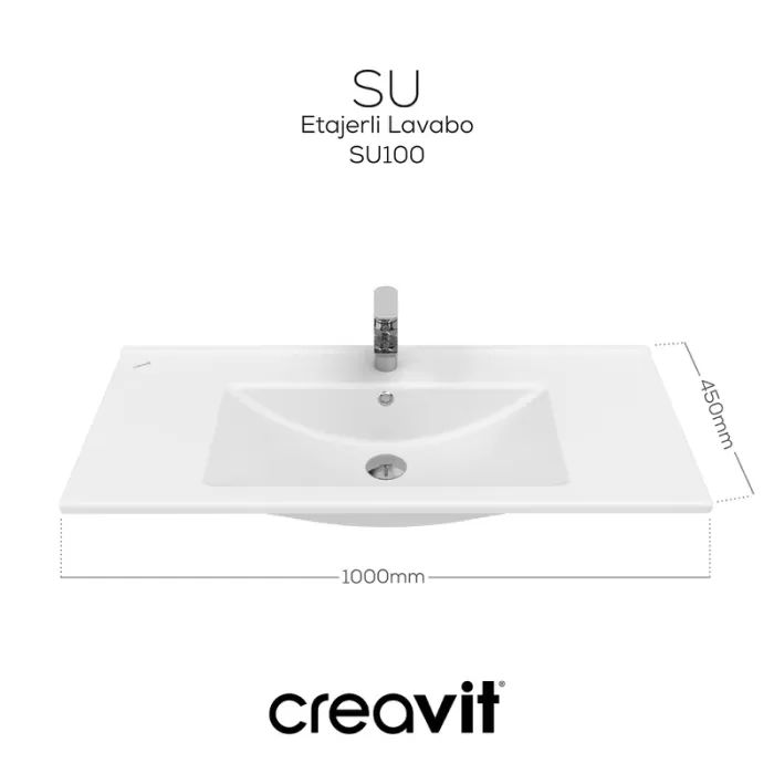 CREAVIT SU LAVABO ETAJERLİ DOLAP UYUMLU BEYAZ 100 CM SU100
