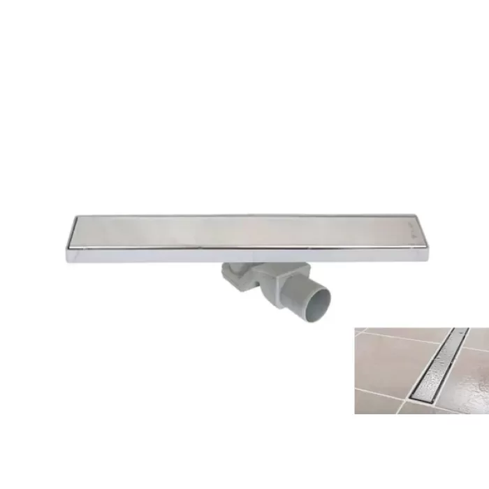 SUKAR LINE 4E PLAIN PASLANMAZ ÇELİK IZGARALI LİNEER DUŞ KANALI PLASTİK KASALI ETEKSİZ 40 CM