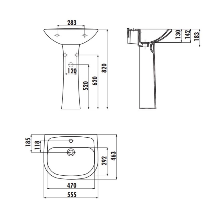CREAVIT PITTA LAVABO 45 X 55 CM BEYAZ PA055 BATARYA DELİKLİ