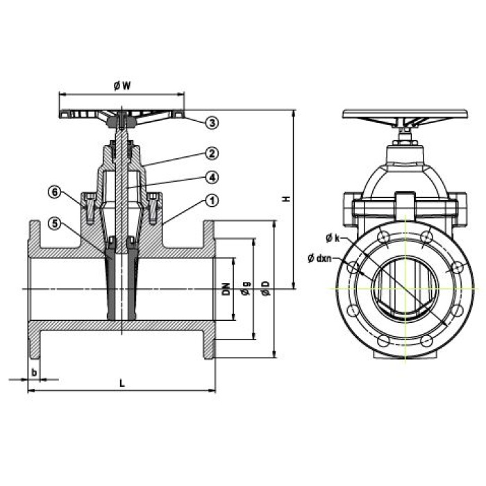SÜRGÜLÜ VANA DN - 40 PN - 16 ELASTOMER SİTLİ DUYAR