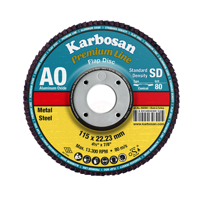 KARBOSAN PREMIUM LINE  ALÜMİNYUM OKSİT FLAP DİSK 115 x 22.23 MM 80 KUM