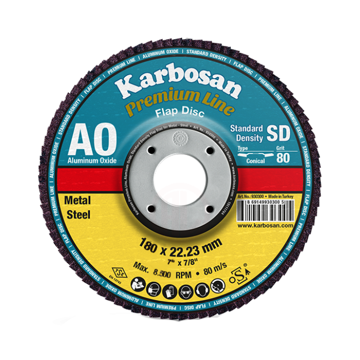 KARBOSAN PREMIUM LINE ALÜMİNYUM OKSİT FLAP DİSK 180 x 22 .23 MM 80 KUM