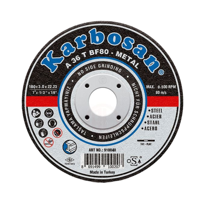 KARBOSAN KESİCİ TAŞ METAL KESME DİSK 180 X 3.0 X 22 . 23 MM T41 A36 T BF80
