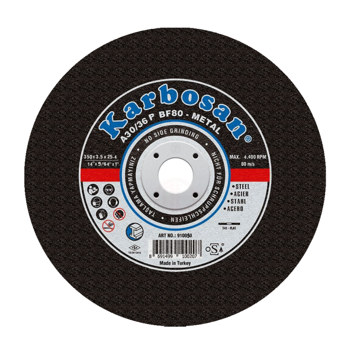 KARBOSAN KESİCİ TAŞ METAL KESME DİSK 350 X 3.5 X 25 .4 MM T41 A36 T BF80