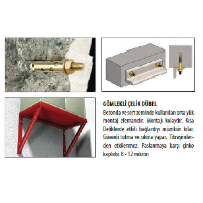 GÖMLEKLİ ÇELİK DÜBEL 12 X 90 MM ( 16 MM ) -  ADET