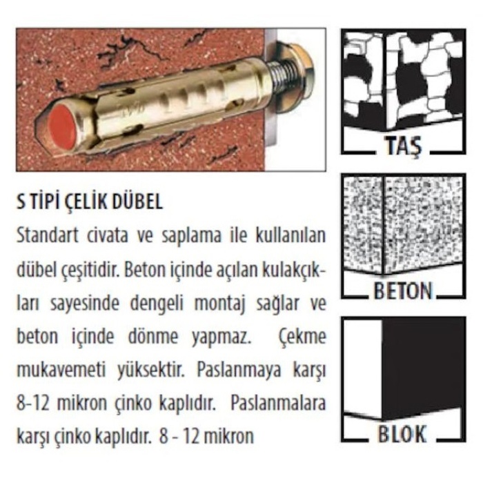 ÇELİK ÇEKMELİ DÜBEL S TİP 8 MM