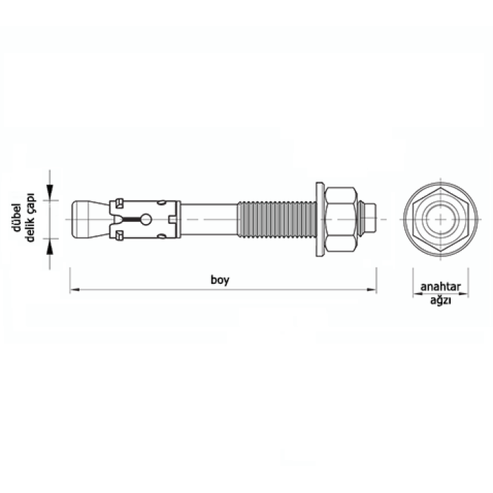 KLİPSLİ DÜBEL ÇELİK 12 X 110 MM