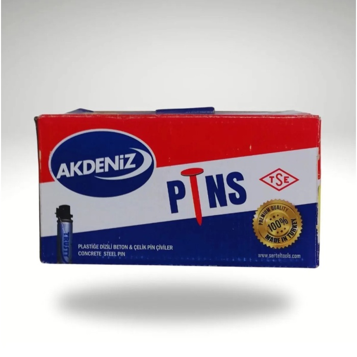 AKDENİZ KADEMELİ PİN ÇİVİ ( PLASTİĞE DİZİLİ TABANCA ÇİVİSİ / GP-K2725 ) 2,7 X 25 MM 1000 ADET + GAZ 
