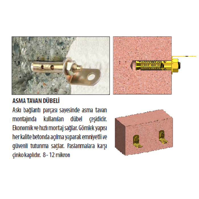 ASMA TAVAN DÜBELİ ÇELİK 6 X 45 MM - 50 ADET