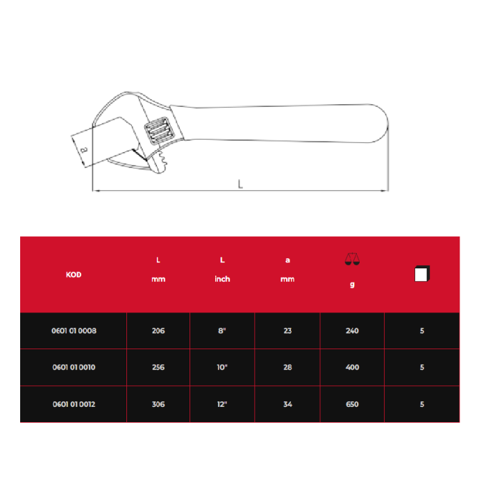 ELTA KURBAĞACIK ANAHTAR 10 256 MM  0601 - 01 0010