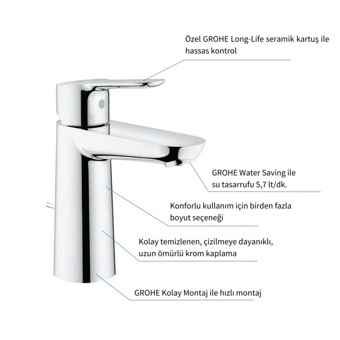 GROHE BAUEDGE LAVABO BATARYASI 23758000